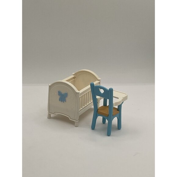 Fisher Price Loving Family Crib & High Chair Blue Nursery Set - Picture 3 of 4